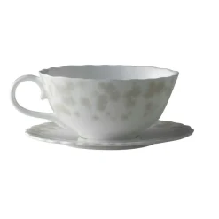 Slåpeblom Tekopp Med Fat 30 cl, Varmgrå