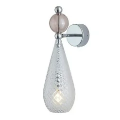 Smykke Vägglampa, Smokey Grey / Crystal Check Ball / Shiny Silver