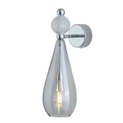Smykke Vägglampa, Smokey Grey / Crystal Check Ball / Shiny Silver