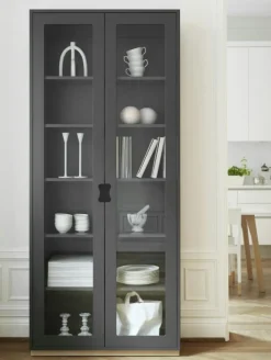 Snö F Vitrinskåp 30 cm, Vit/Ek