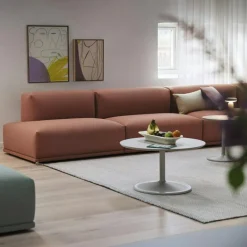 Soft Soffbord Ø95 cm, Solid Ek / Grå