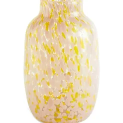 Splash Vas Rund L Ø18.5 cm, Gul/Ljusrosa