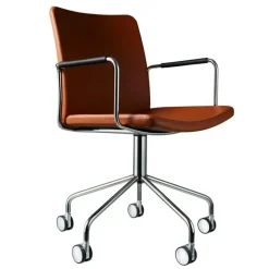 Stella Karmstol På Hjul, Brunt Läder