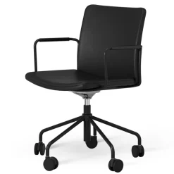 Swedese Skrivbordsstolar & Kontorsstolar|Stolar-Stella Stol Med Hjul Höj/ Sänkbar , Krom / Mörkbrun