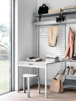 String Modulära Hyllsystem|Skrivbord-Hopfällbart Bord, Vit / Valnöt