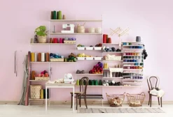 String Modulära Hyllsystem|Skrivbord-Hopfällbart Bord, Vit / Valnöt