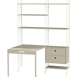 String Modulära Hyllsystem-Hylla Kombination E Arbetsplats, Beige