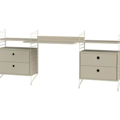 String Hylla Kombination C Arbetsplats, Beige