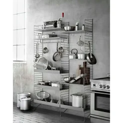 String Hyllplan Med Hög Kant Metall, Mörkgrå