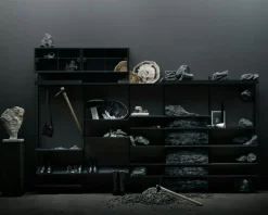 String Modulära Hyllsystem-Hyllplan Med Hög Kant Metall, Mörkgrå