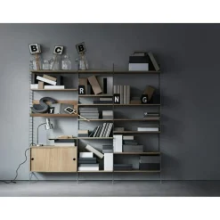 String Modulära Hyllsystem-Hyllsystem No 3, Ek / Grå