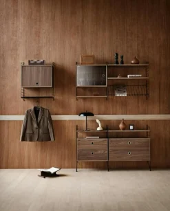 String Skåp Med Glasdörr 30x58 cm, Mörkgrå