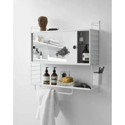 String Modulära Hyllsystem|Skåp & Vitrinskåp-Skåp Med Skjutdörrar 20x37x78 cm, Vit / Spegelglas
