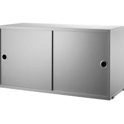 String Skåp Med Skjutdörrar 30x78 cm, Mörkgrå