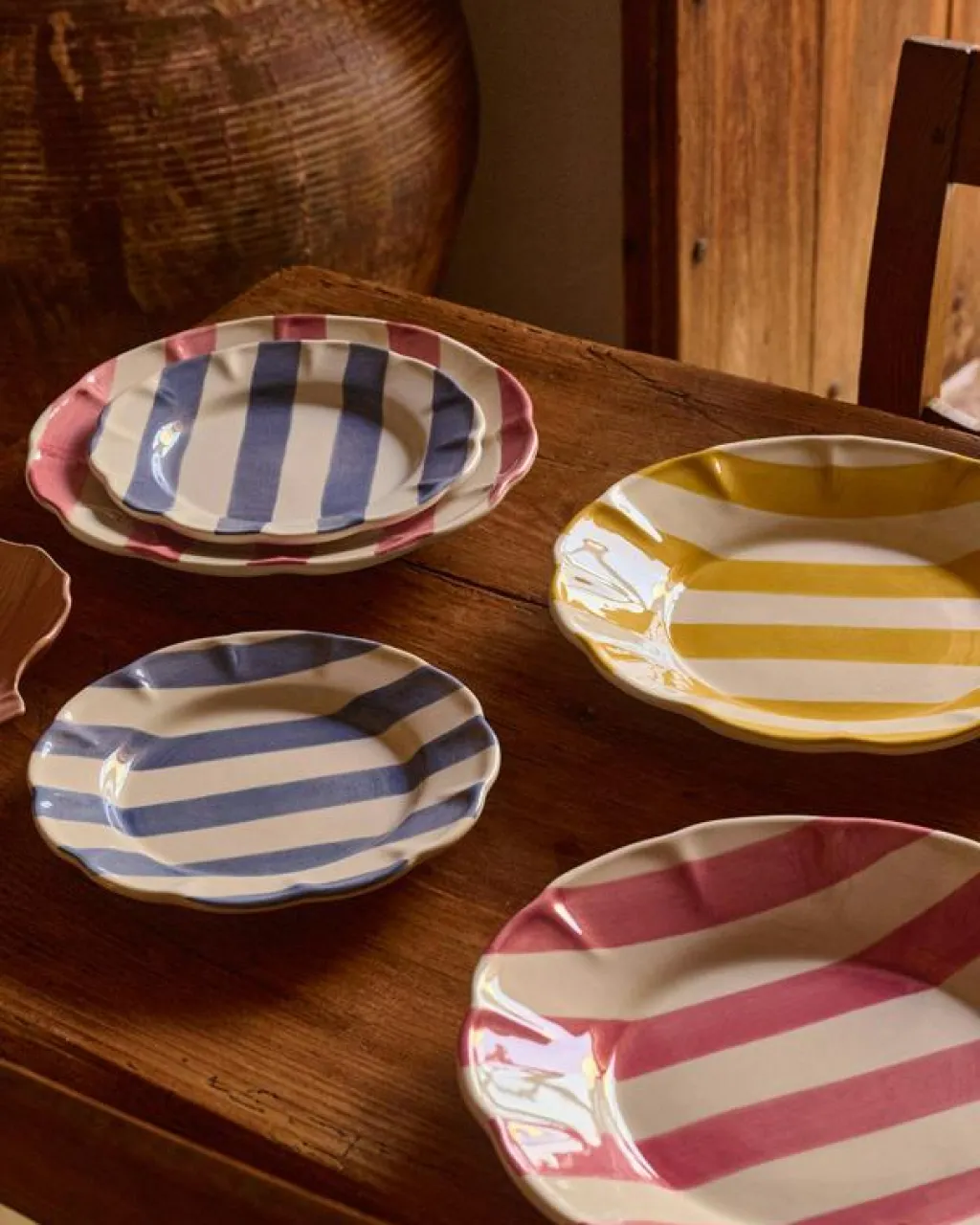 Pick a Poppy Assietter-Stripe Assiett 22 cm, Grön