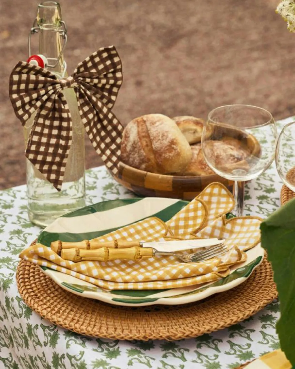 Pick a Poppy Assietter-Stripe Assiett 22 cm, Grön