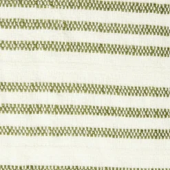 Stripe Structured Linen/Cotton Kuddfodral 50x50 cm, Vit/Grön