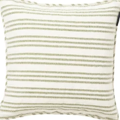 Stripe Structured Linen/Cotton Kuddfodral 50x50 cm, Vit/Grön