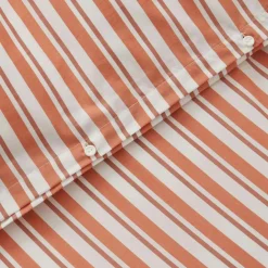 Striped Cotton Poplin Bäddset 150x210 + 50x60 cm, Terra