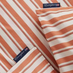 Striped Cotton Poplin Bäddset 150x210 + 50x60 cm, Terra