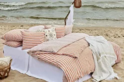 Striped Cotton Poplin Bäddset 150x210 + 50x60 cm, Terra