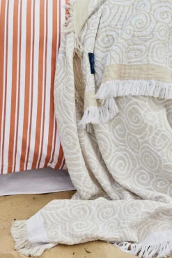 Striped Cotton Poplin Bäddset 150x210 + 50x60 cm, Terra