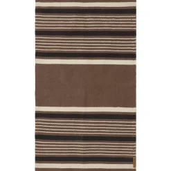 Striped Organic Cotton Matta 70x130 cm, Beige/Mörkgrå