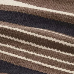 Striped Organic Cotton Matta 70x130 cm, Beige/Mörkgrå
