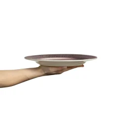 Stripes Tallrik 28 cm, Ljusrosa