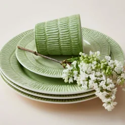 Stripes Tallrik 28 cm, Ljusrosa