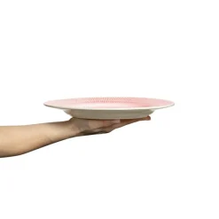 Stripes Tallrik 28 cm, Ljusrosa