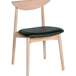 Symphony Stol, Svart Lädersits, Vitoljad Ek