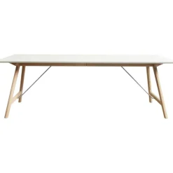 T7 Matbord Förlängningsbart 95x220 cm, Vit/Vitpigmenterad Ek