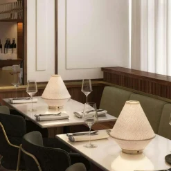 Tafta Bordslampa Portabel, Röd/Off-white