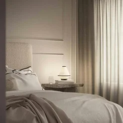 Tafta Bordslampa Portabel, Röd/Off-white