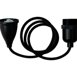 Takupphäng Med Textilsladd, Svart