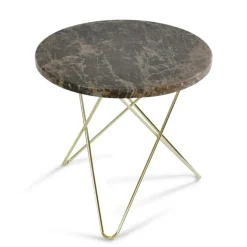 Tall Mini O Table Sidobord Ø50 cm, Mässing/Grön marmor