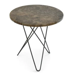 Tall Mini O Table Sidobord Ø50 cm, Svart/Brun marmor