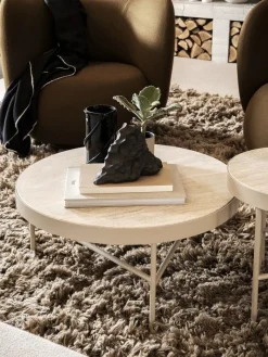 Ferm Living Soffbord-Travertine Sidobord Ø40 cm