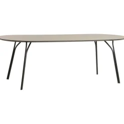 Woud Matbord Och Barbord-Tree Matbord L: 220cm Beige Topp / Svarta Ben