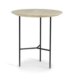 Tribeca Sidobord 47 cm, Såpad Rustik Ek/Svarta Ben