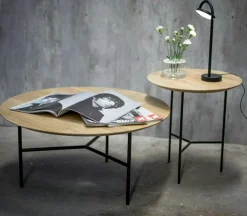 Tribeca Sidobord 47 cm, Såpad Rustik Ek/Svarta Ben