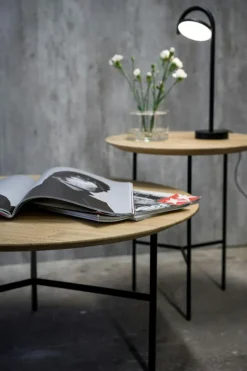 Tribeca Sidobord 47 cm, Såpad Rustik Ek/Svarta Ben