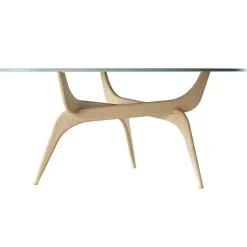 Brdr. Krüger Soffbord-Triiio Soffbord Ø90 cm, Obehandlad Ek / Klarglas