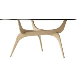 Brdr. Krüger Soffbord-Triiio Soffbord Ø90 cm, Obehandlad Ek / Klarglas