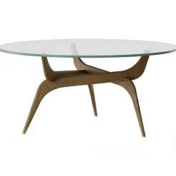 Brdr. Krüger Soffbord-Triiio Soffbord Ø90 cm, Obehandlad Ek / Klarglas