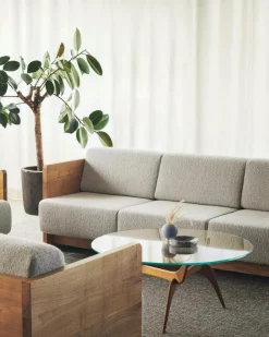 Brdr. Krüger Soffbord-Triiio Soffbord Ø90 cm, Obehandlad Ek / Klarglas