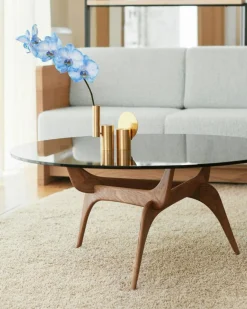 Brdr. Krüger Soffbord-Triiio Soffbord Ø90 cm, Obehandlad Ek / Klarglas