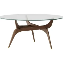 Brdr. Krüger Soffbord-Triiio Soffbord Ø90 cm, Obehandlad Ek / Klarglas