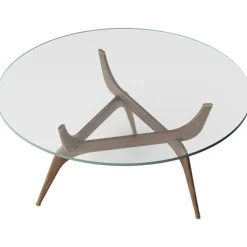 Brdr. Krüger Soffbord-Triiio Soffbord Ø90 cm, Obehandlad Ek / Klarglas